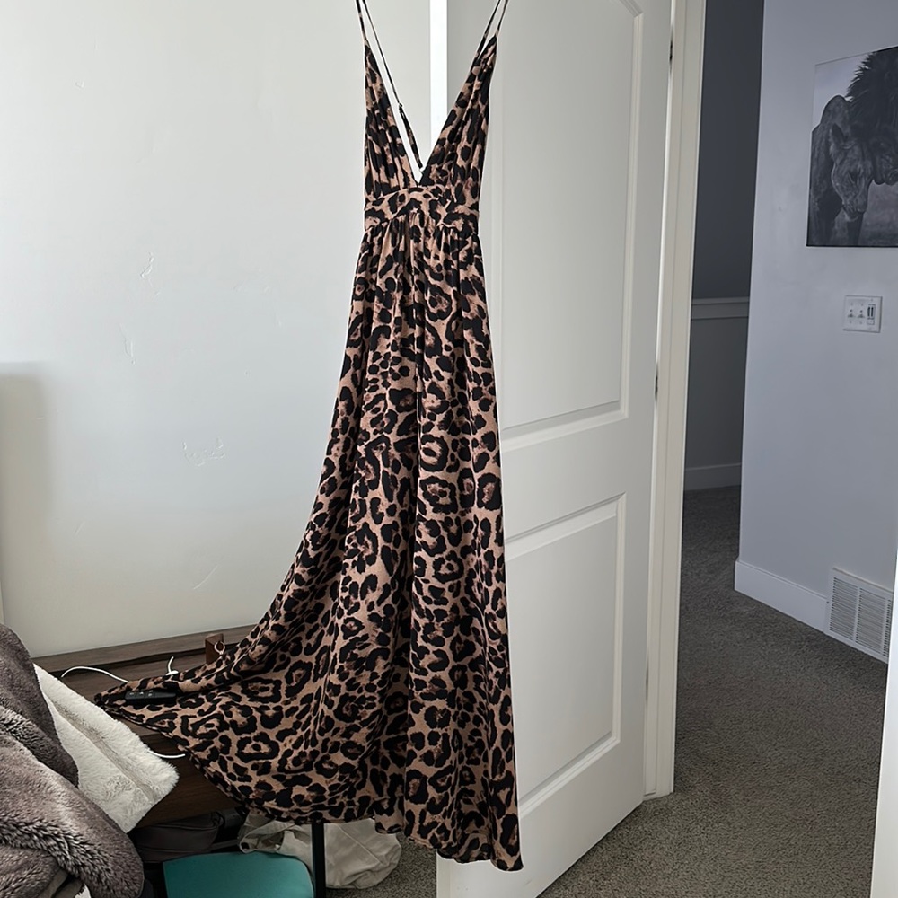Leopard print floor length dress